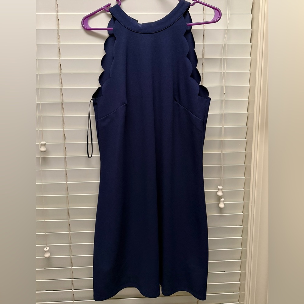 Elegant Navy Blue Sleeveless Dress